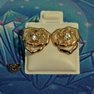 Rhinestone Rose Earrings
